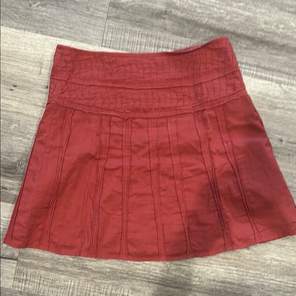 Prana Red Pleated A-line Mini Skirt for Casual Wear
